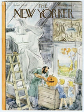 Load image into Gallery viewer, New Yorker magazine November 1 1947 sculptor carving Halloween pumpkin