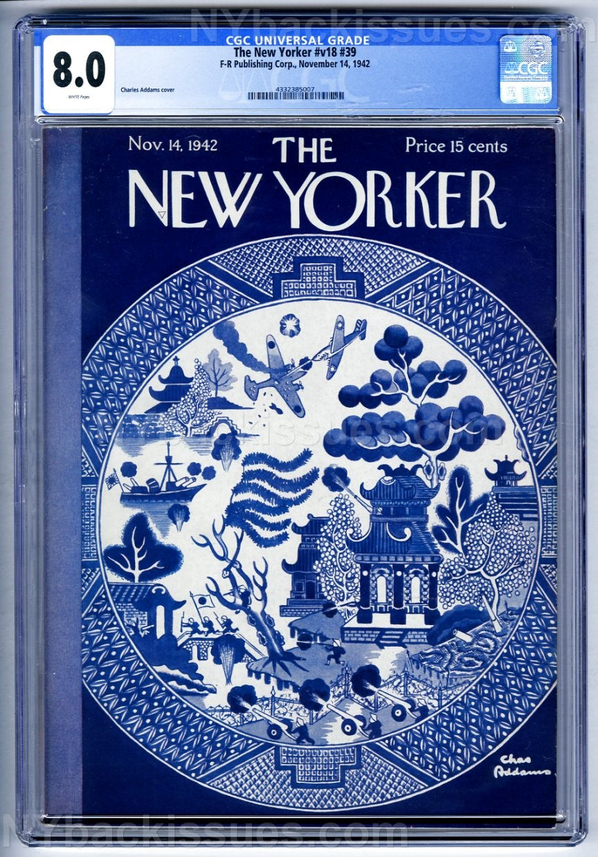 New Yorker magazine November 14 1942 Charles Addams Flying Tigers James Thurber The Catbird Seat first Morticia and Gomez Addams Family cartoon CGC 8.0 VF