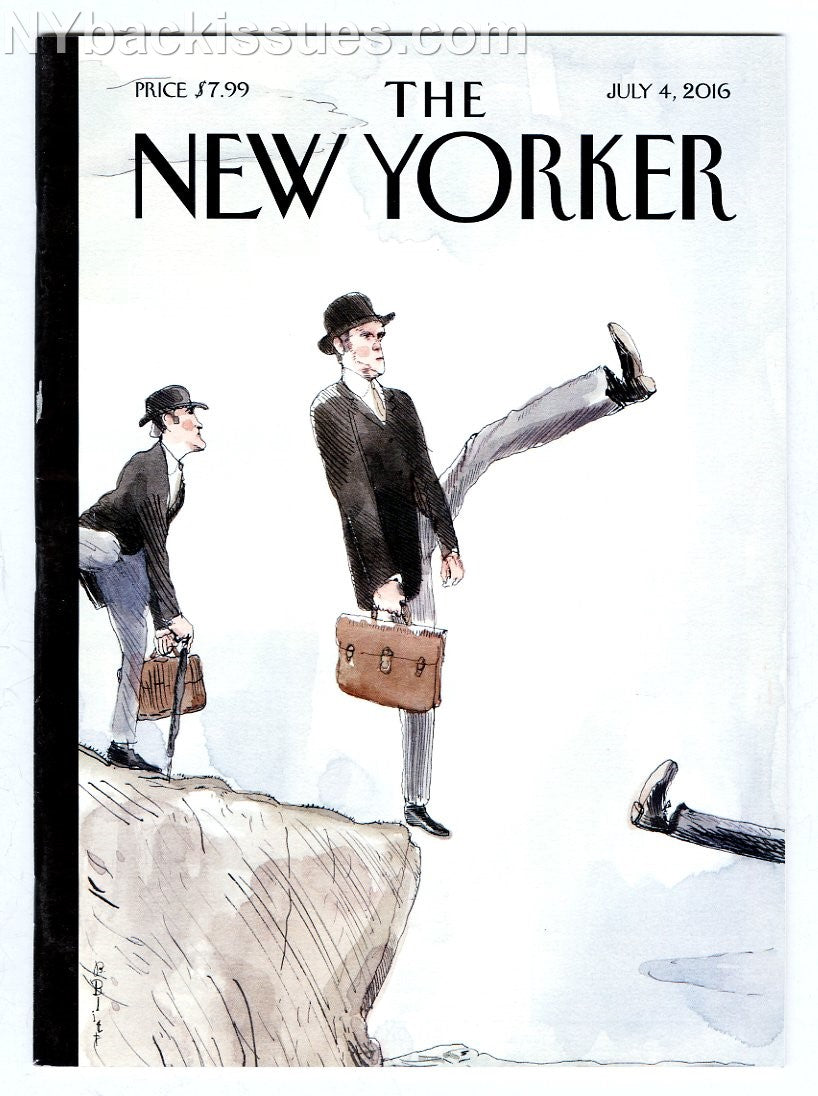 New Yorker magazine July 4 2016 Monty Python Silly Walk off cliff Brexit theme VF NO LABEL