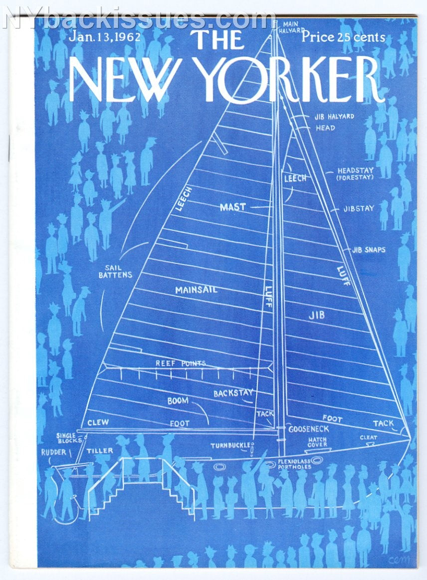 New Yorker magazine January 13 1962 sail boat sailboat yacht blueprint John O'Hara VERY FINE