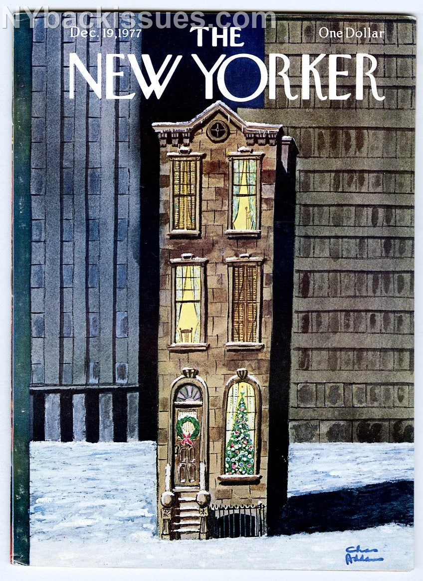 New Yorker magazine December 19 1977 Charles Addams Christmas brownstone John Rolfe Gardiner