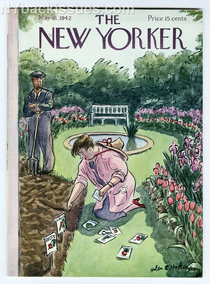 New Yorker magazine May 16 1942 rich woman gardening garden VERY FINE