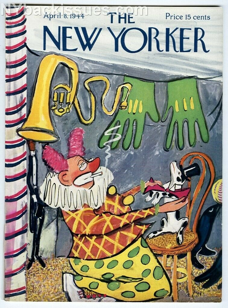 New Yorker magazine April 8 1944 Ludwig Bemelmans circus clown dog