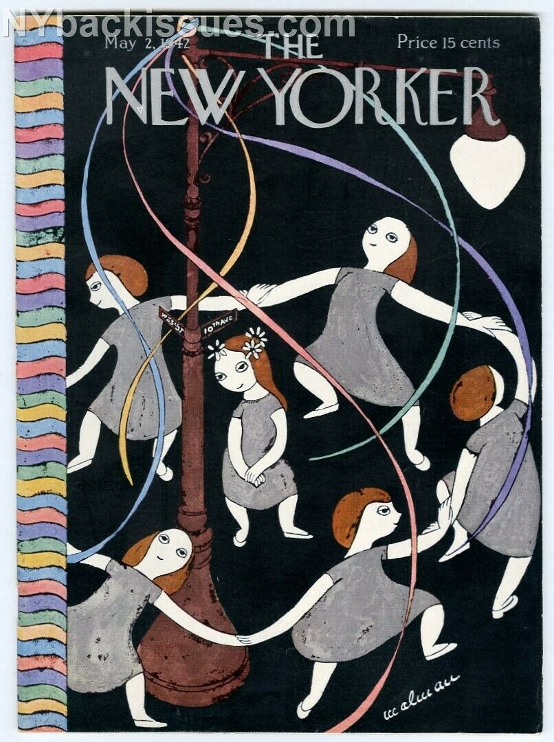 New Yorker magazine May 2 1942 Christina Malman NYC lamp post Maypole girls VFNM