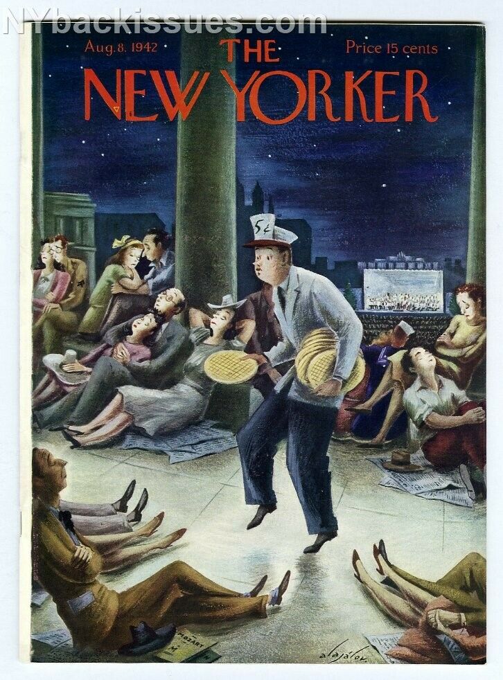 New Yorker magazine August 8 1942 outdoor concert Alajalov VERY FINE