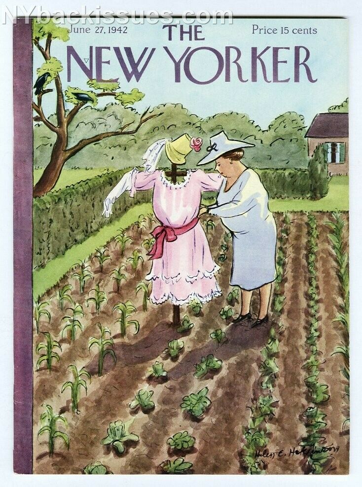 New Yorker magazine June 27 1942 woman gardening scarecrow dress VERY FINE