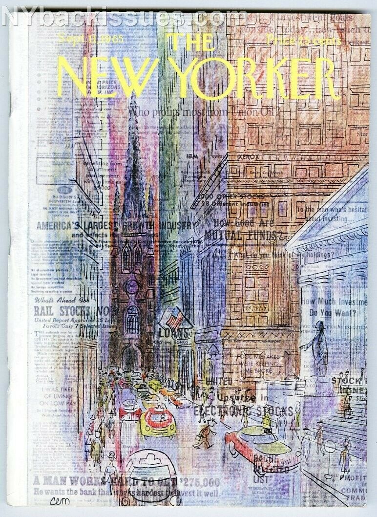 New Yorker magazine September 11 1965 Wall Street NYSE stock exchange NEAR MINT