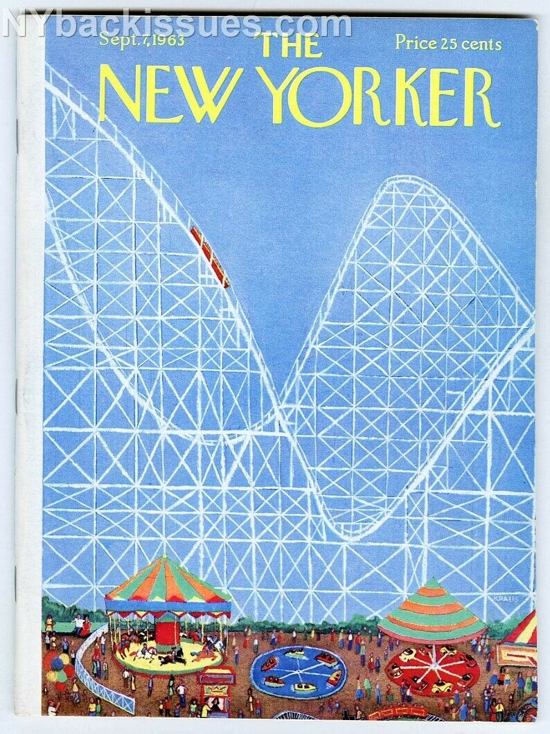 New Yorker magazine September 7 1963 roller coaster amusement park NEAR MINT