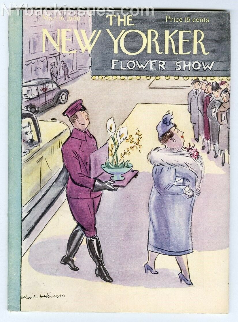 New Yorker magazine March 16 1940 rich woman at flower show VERY FINE