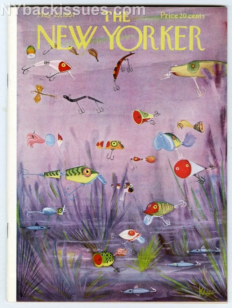 New Yorker magazine May 25 1957 fishing lure art James Purdy NEAR MINT