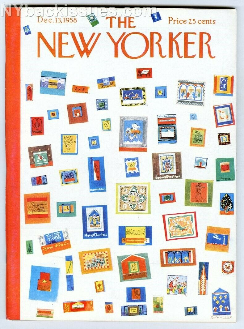 New Yorker magazine December 13 1958 John Cheever Christmas cards cov NEAR MINT