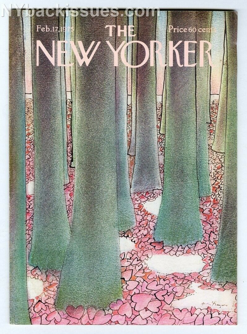 New Yorker magazine February 17 1975 Valentine's day heart leaves forest