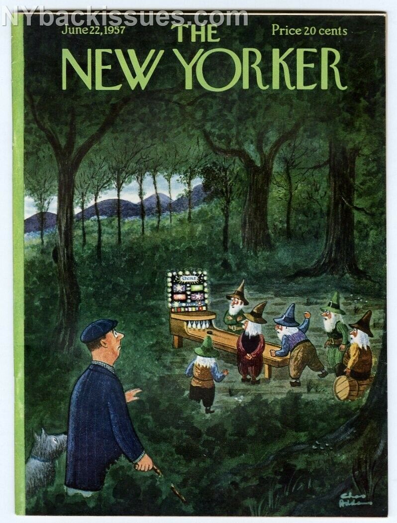 New Yorker magazine June 22 1957 Charles Addams gnome arcade bowling game VF