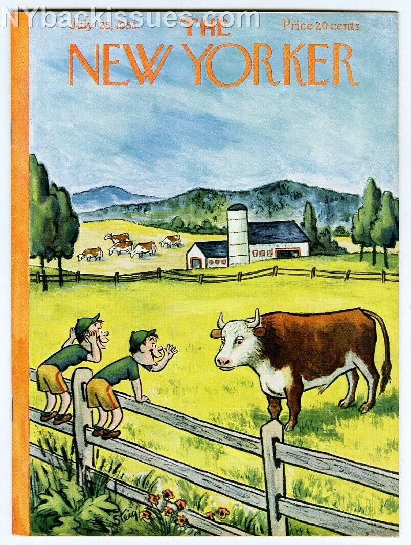 New Yorker magazine July 25 1953 farm cow pasture William Steig NEAR MINT