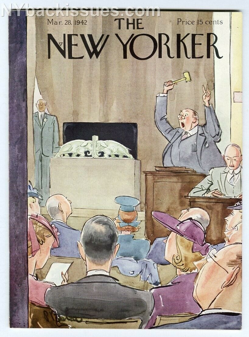 New Yorker magazine March 28 1942 Perry Barlow auction house scene NEAR MINT